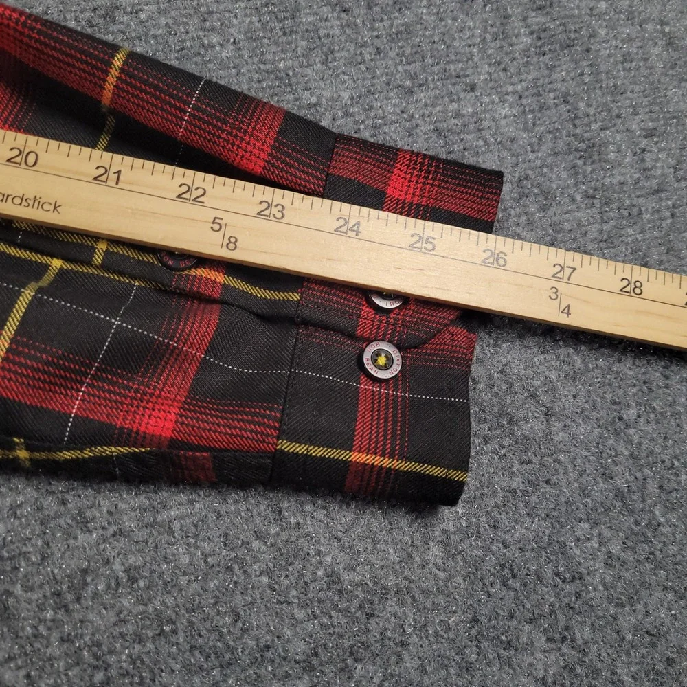 Dixxon Flannel Iron Bean Coffee Co Shirt Mens M Red Black Plaid D-Tech Button Up